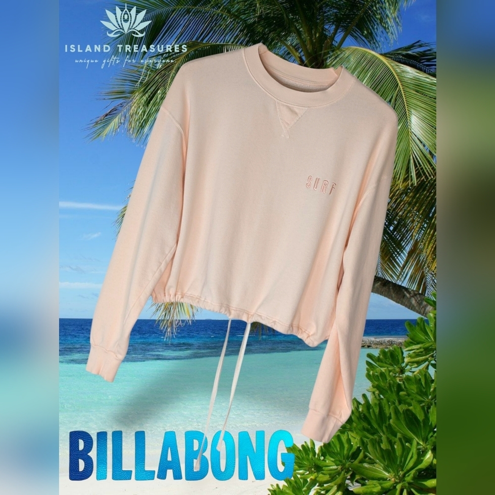 Billabong Women's Surf Drawstring Sweatshirt Cotton Peach Pink Size M